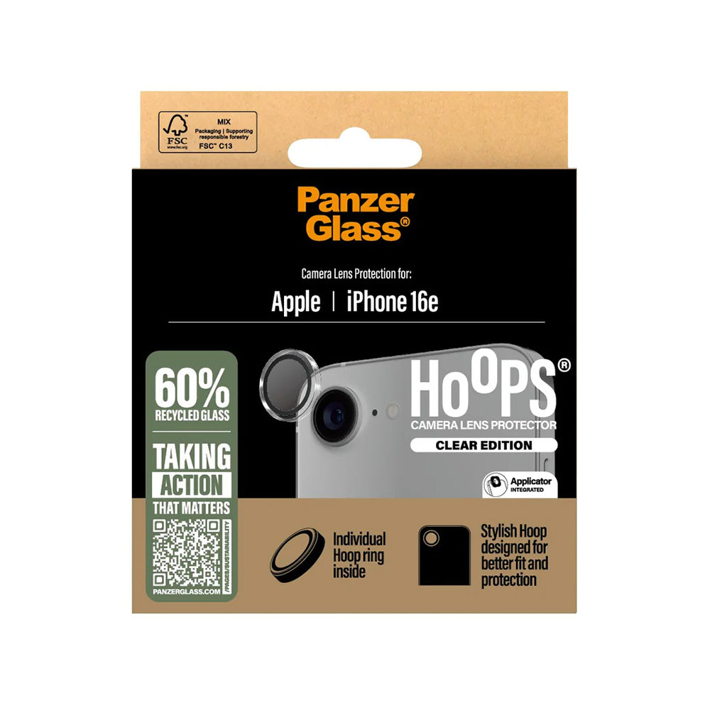 Folia ochronna na tylną kamerę PanzerGlass Hoops dla Apple iPhone 17e / 16e, Hartowane szkło, Przezroczysta