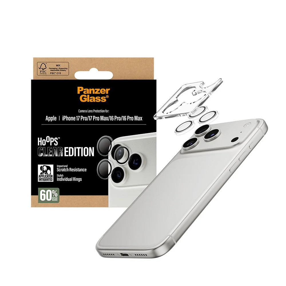 Folia ochronna na tylną kamerę PanzerGlass Hoops dla Apple iPhone 17 Pro, Hartowane szkło, Przezroczysta