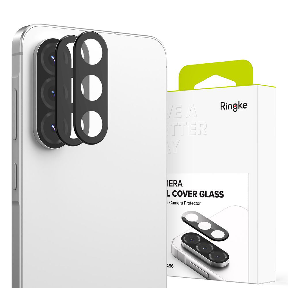 Folia ochronna Ringke na tylną kamerę do Samsung Galaxy A56 A566, Hartowane szkło, Zestaw 2 sztuki, Czarna