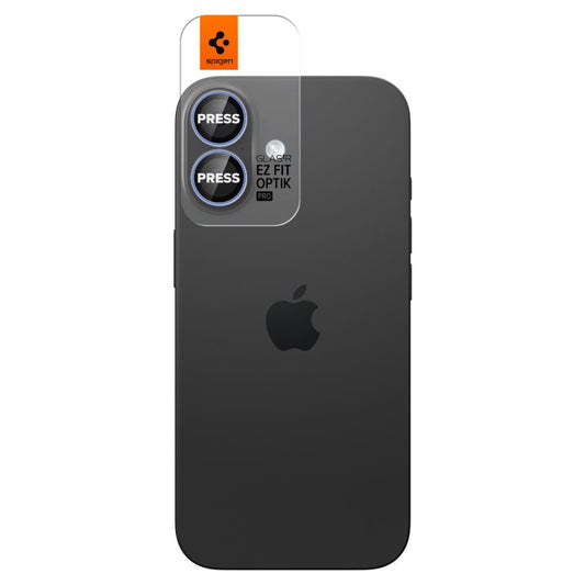Folia ochronna na tylną kamerę Spigen GlastR EZ FIT Optik Pro do Apple iPhone 17 / 16 Plus / 16, szkło hartowane, zestaw 2 sztuki, niebieska