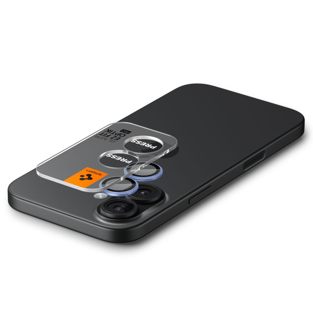 Folia ochronna na tylną kamerę Spigen GlastR EZ FIT Optik Pro do Apple iPhone 17 / 16 Plus / 16, szkło hartowane, zestaw 2 sztuki, niebieska