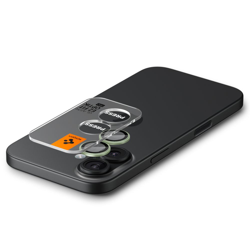 Folia ochronna na tylną kamerę Spigen GlastR EZ FIT Optik Pro dla Apple iPhone 17 / 16 Plus / 16, Hartowane szkło, Zestaw 2 sztuki, Zielony AGL10128