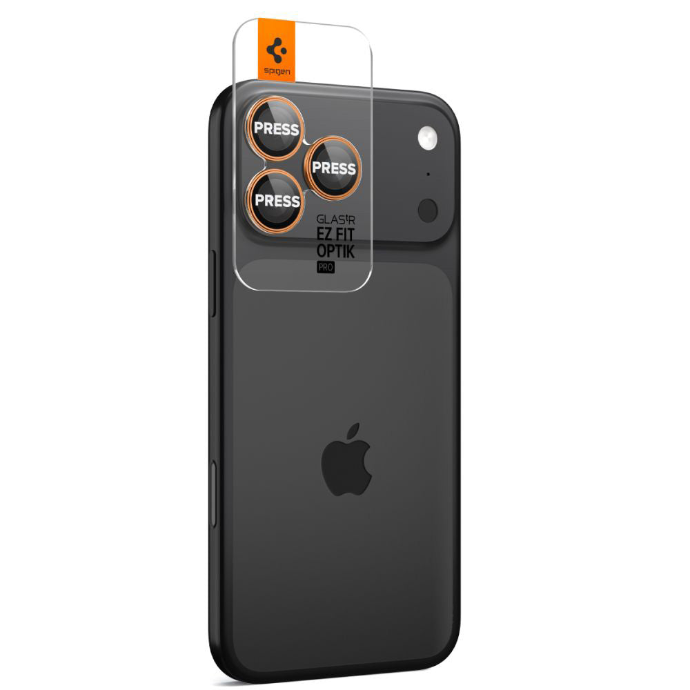 Spigen GlastR EZ FIT Optik Pro Rear Camera Protector for Apple iPhone 17 Pro Max / 17 Pro, Tempered Glass, Set of 2 pieces, Orange