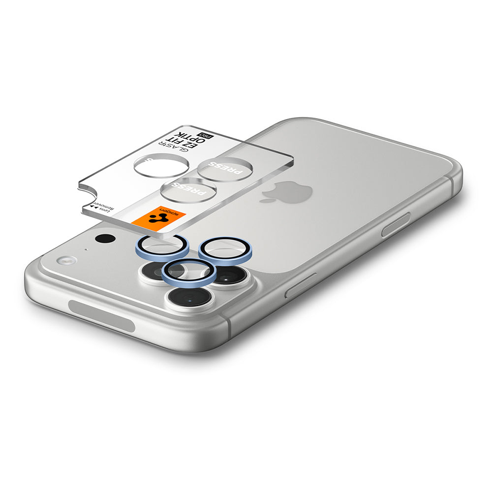 Folia ochronna na tylną kamerę Spigen GlastR EZ FIT Optik Pro do Apple iPhone 18 Pro / 18 Pro Max, szkło hartowane, zestaw 2 sztuki, niebieski AGL12045