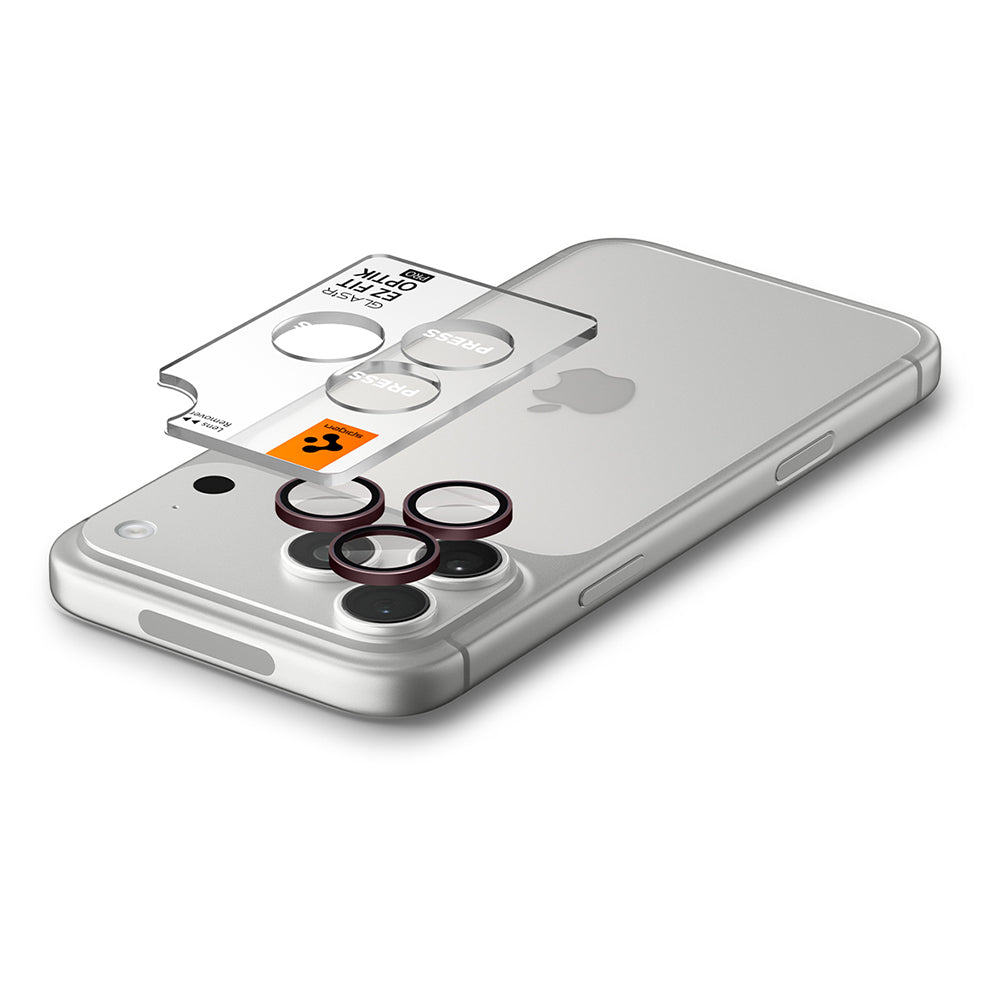 Folia ochronna na tylną kamerę Spigen GlastR EZ FIT Optik Pro do Apple iPhone 18 Pro / 18 Pro Max, szkło hartowane, zestaw 2 sztuki, bordowa
