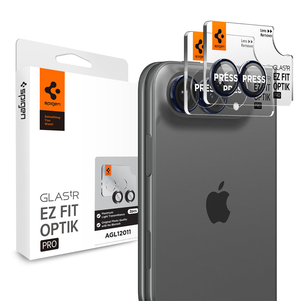 Folia ochronna na tylną kamerę Spigen GlastR EZ FIT Optik Pro do Apple iPhone Duo, szkło hartowane, zestaw 2 sztuki, granatowy AGL12011