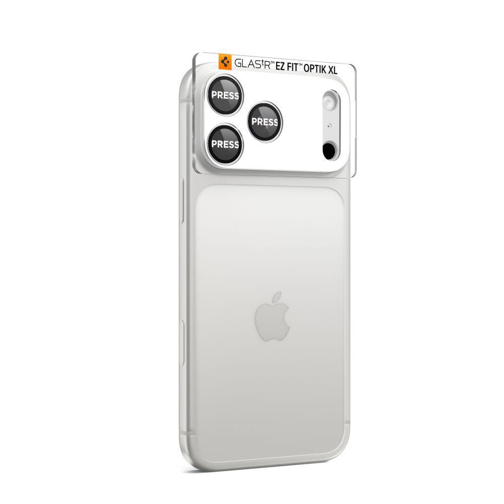 Folia ochronna na tylną kamerę Spigen GlastR EZ FIT Optik Pro XL dla Apple iPhone 17 Pro Max, Hartowane szkło, Srebrna AGL10652