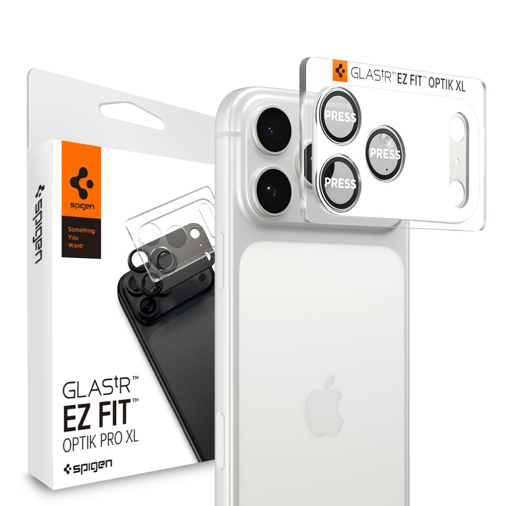 Folia ochronna do tylnego aparatu Spigen GlastR EZ FIT Optik Pro XL dla Apple iPhone 17 Pro, Hartowane szkło, Srebrna AGL10647