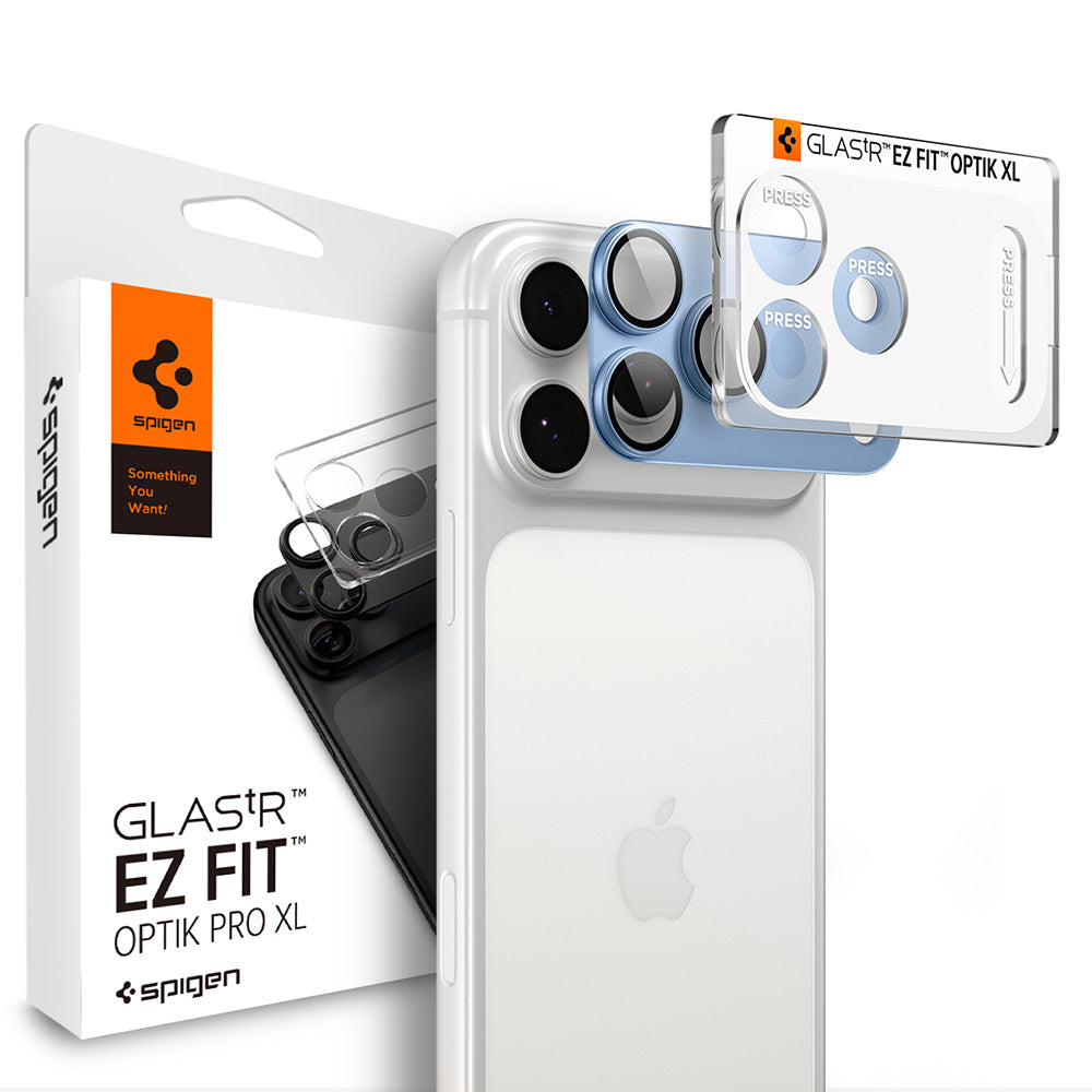 Folia ochronna na tylną kamerę Spigen GlastR EZ FIT Optik Pro XL do Apple iPhone 18 Pro Max, szkło hartowane, niebieska AGL12041