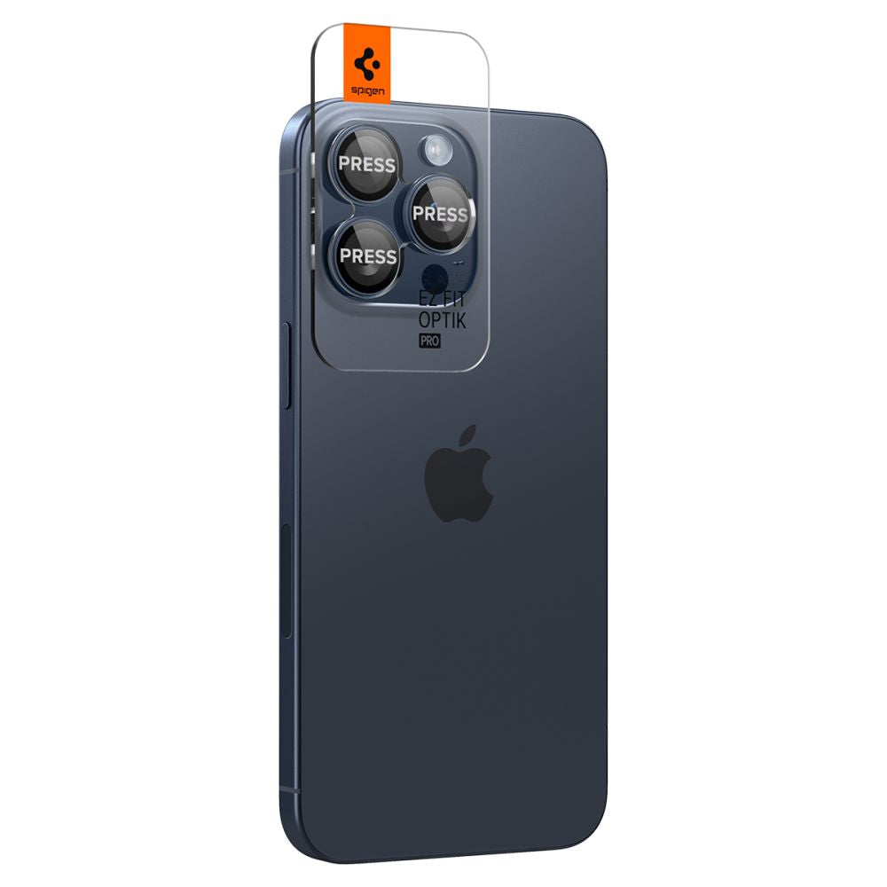 Folia ochronna na tylną kamerę Spigen GlastR EZ FIT Optik Pro dla Apple iPhone 16 Pro Max / 16 Pro, Hartowane szkło, Zestaw 2 sztuki, Niebieska