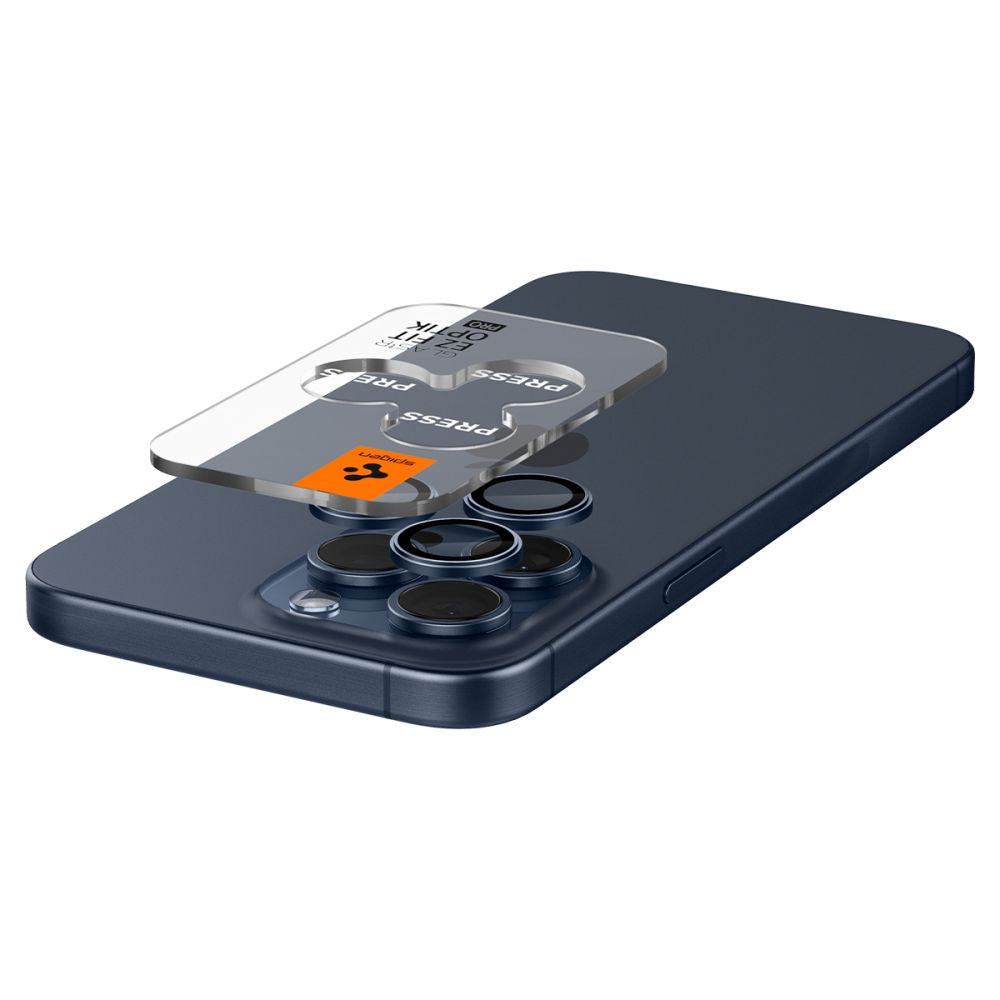 Folia ochronna na tylną kamerę Spigen GlastR EZ FIT Optik Pro dla Apple iPhone 16 Pro Max / 16 Pro, Hartowane szkło, Zestaw 2 sztuki, Niebieska