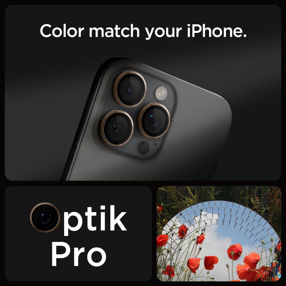 Folia ochronna na tylną kamerę Spigen GlastR EZ FIT Optik Pro dla Apple iPhone 16 Pro, Szkło Hartowane, Zestaw 2 sztuki, Brąz AGL08862
