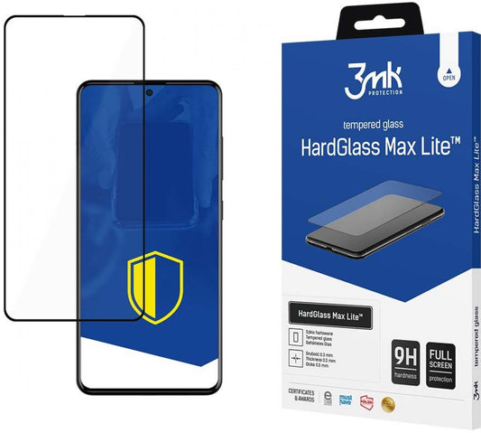 Folia ochronna na ekran 3MK HardGlass Max Lite do Samsung Galaxy A51 A515 / A52s 5G A528 / A52 5G A526, szkło ochronne, pełne klejenie, czarna