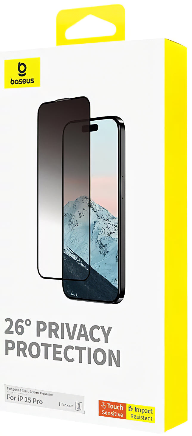 Ochrona ekranu Baseus Diamond dla Apple iPhone 15 Pro, szkło ochronne, pełne klejenie P60057405203-01