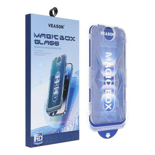 Osłona ekranu do Apple iPhone 15 Pro, osłona ekranu Veason PRO do Apple iPhone 15 Pro, zabezpieczona szkłem, pełne klejenie, 6D, czarna