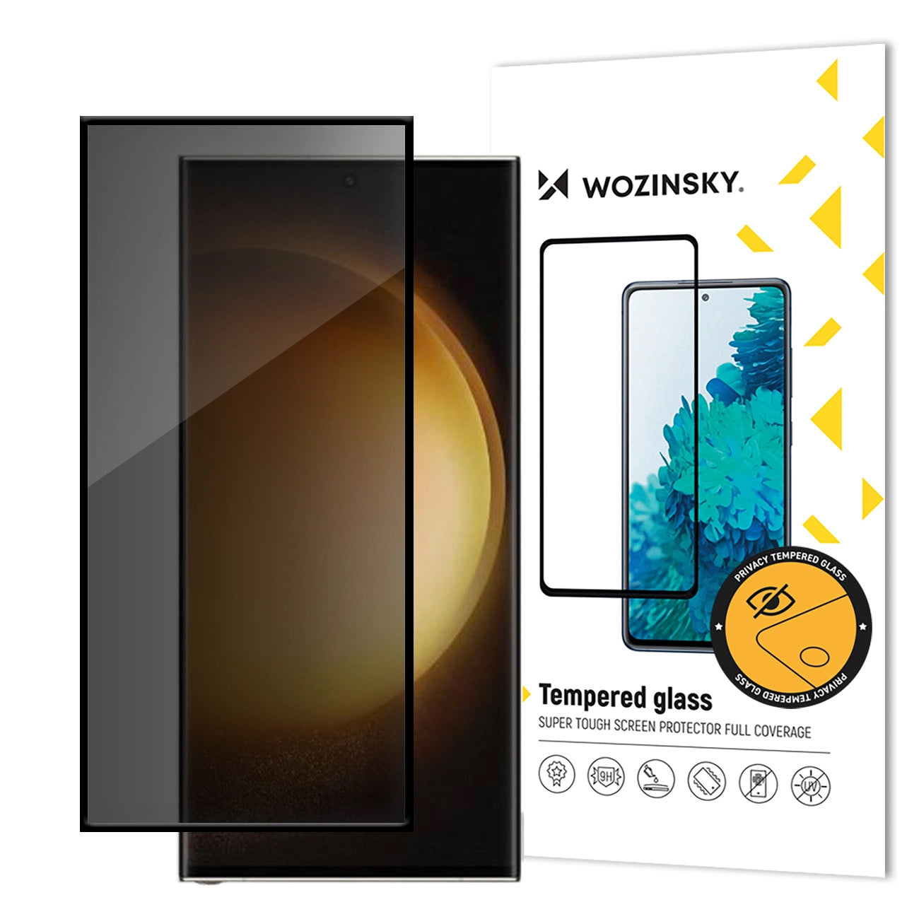 WZK AntiSpy Privacy Screen Protector for Samsung Galaxy S24 Ultra S928, Protective Glass, Full Glue
