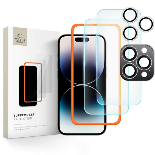 Tech-Protect Supreme Folia ochronna na ekran i aparat dla Apple iPhone 16 Pro, szkło ochronne, pełny klej