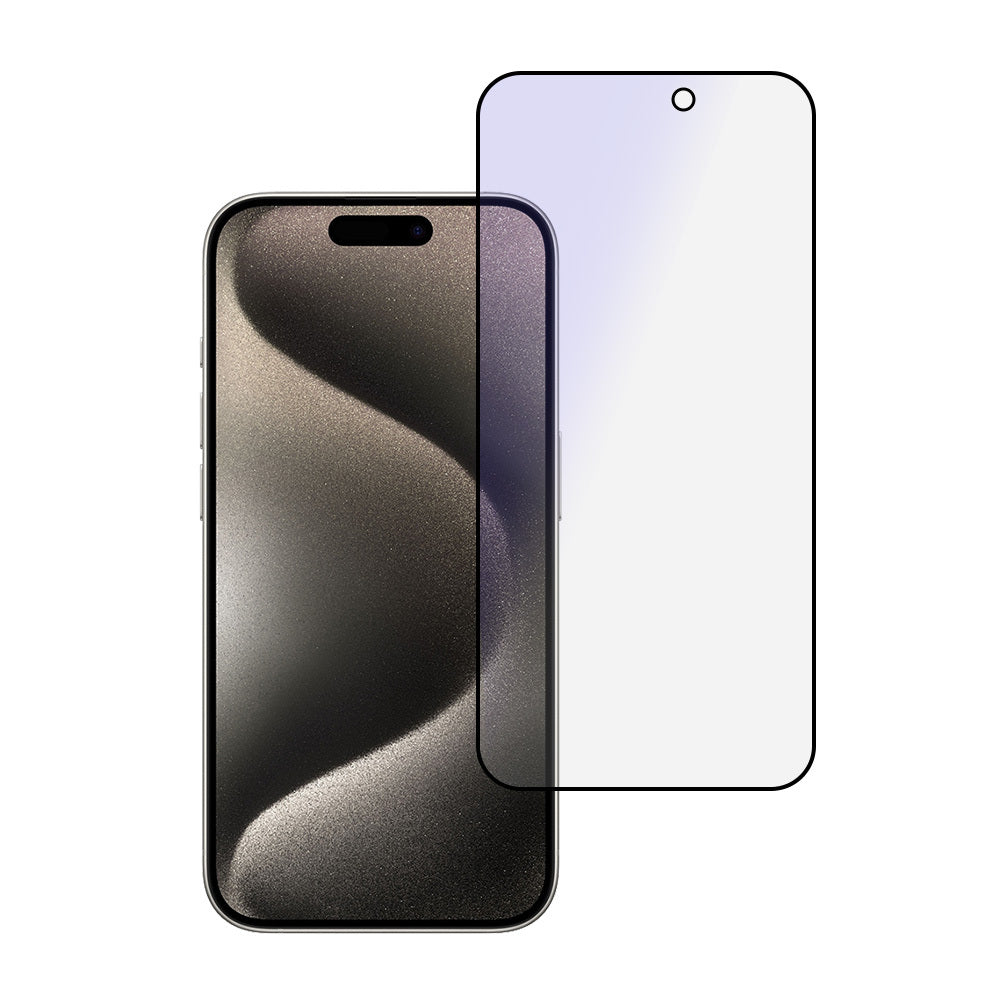 OEM Anti Blue Light OEM Screen Protector for Apple iPhone 16 Pro, Shielded Glass, Full Glue, Black