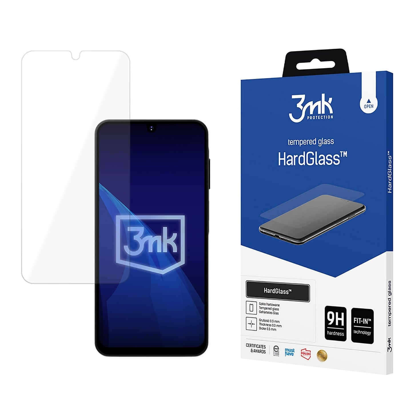 Folia ochronna na ekran 3MK HardGlass dla Samsung Galaxy A17 4G / A17 5G / A16 5G A166 / A16 4G A165, Hartowane szkło, Pełne klejenie