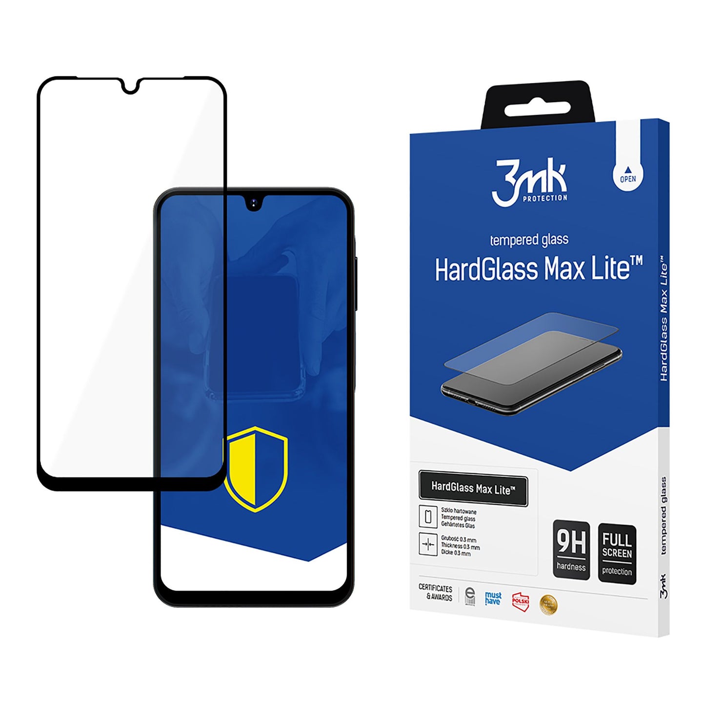 Folia ochronna do ekranu 3MK HardGlass Max Lite dla Samsung Galaxy A26 A266 / A16 5G A166, Hartowane szkło, Pełne klejenie, Czarna