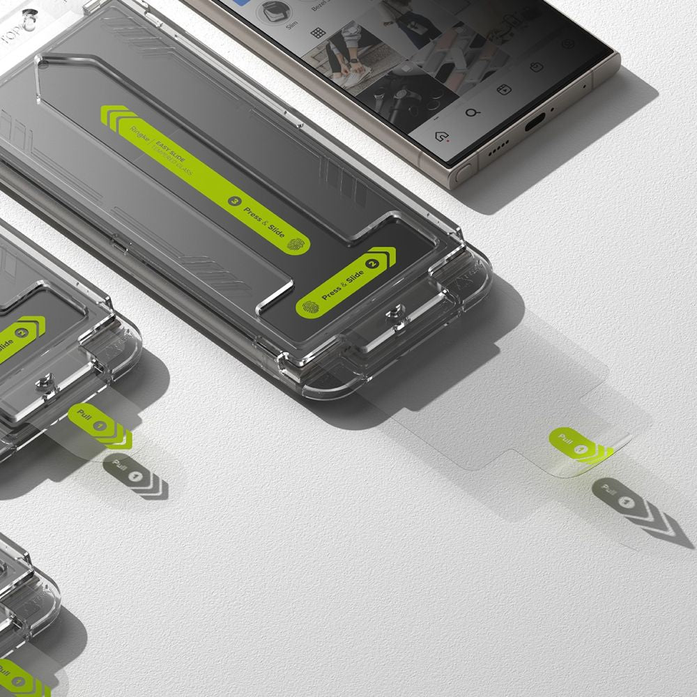 Folia ochronna na ekran Privacy Ringke Easy Slide do Samsung Galaxy S24 Ultra S928, szkło hartowane, pełna warstwa kleju, zestaw 2 sztuki