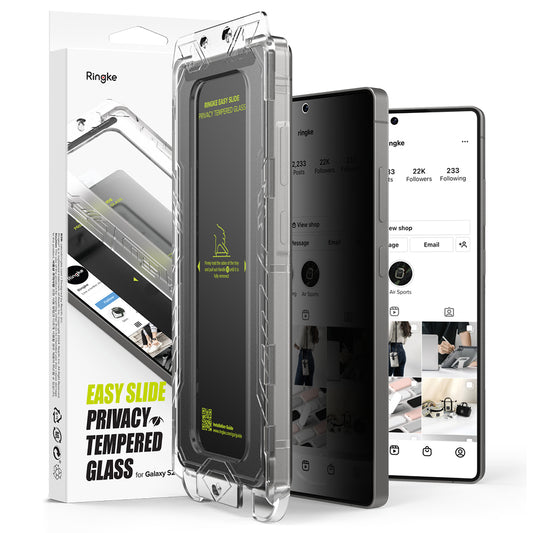 Folia ochronna do ekranu Privacy Ringke Easy Slide dla Samsung Galaxy S25 Ultra S938, Szkło Hartowane, Pełne Klejenie, Zestaw 2 sztuki