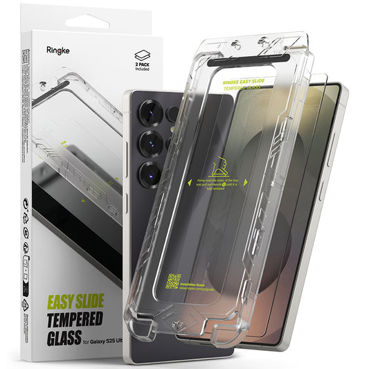 Folia ochronna na ekran Ringke Easy Slide dla Samsung Galaxy S25 Ultra S938, Szkło Hartowane, Pełne Klejenie, Zestaw 2 sztuki