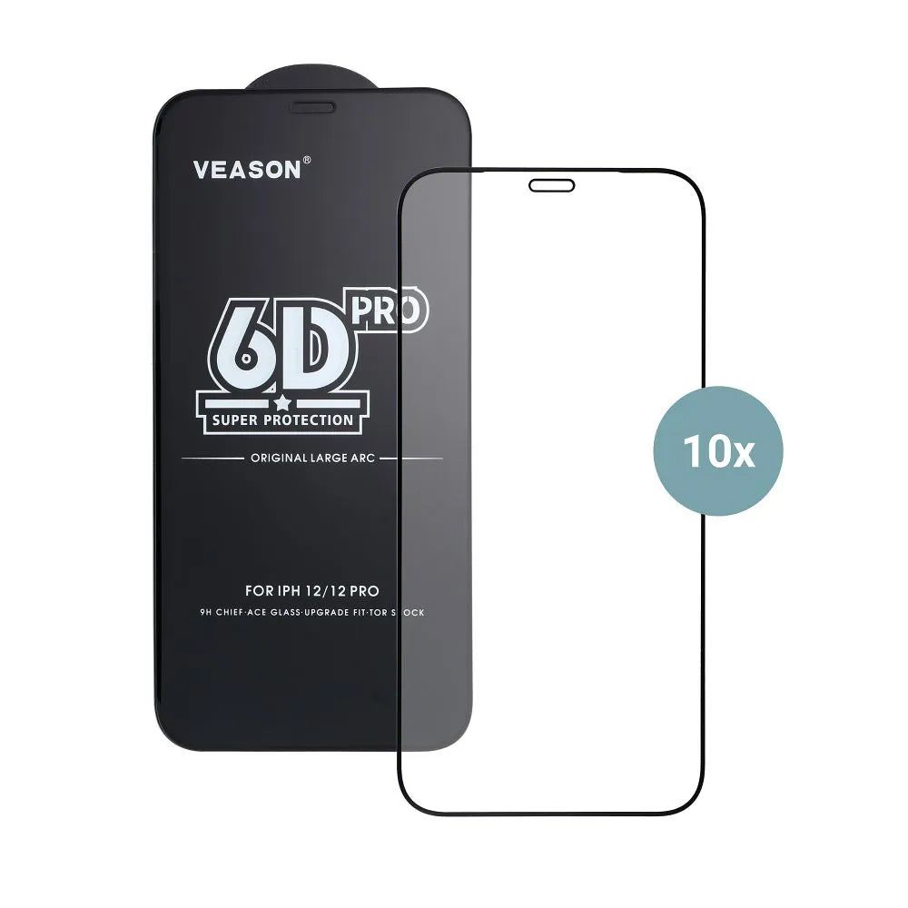 Folia ochronna na ekran Veason PRO do Apple iPhone 17 Air, szkło hartowane, pełny klej, zestaw 10 sztuk, 6D, czarna