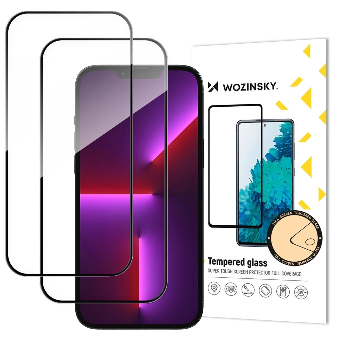 Folia ochronna na ekran WZK do Apple iPhone 17 Pro Max, szkło hartowane, pełna klej, zestaw 2 sztuki, czarna