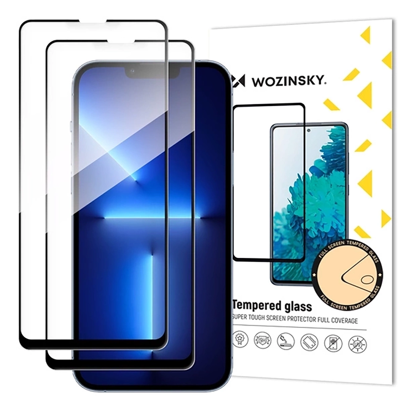 Folia ochronna na ekran WZK do Samsung Galaxy S25 FE, szkło hartowane, pełna klej, zestaw 2 sztuki, czarna
