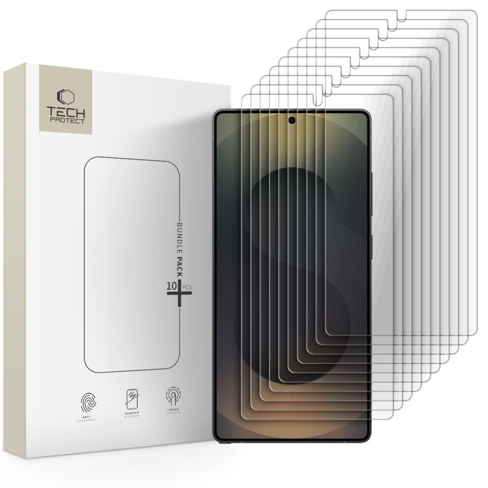 Folia ochronna na ekran Tech-Protect dla Samsung Galaxy S25 Ultra S938, Szkło Hartowane, Pełne Klejenie, Zestaw 10 sztuk