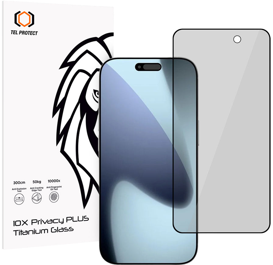 Folia ochronna na ekran Privacy Tel Protect 10X Plus Titanium do Apple iPhone 17 Pro, szkło hartowane, pełny klej