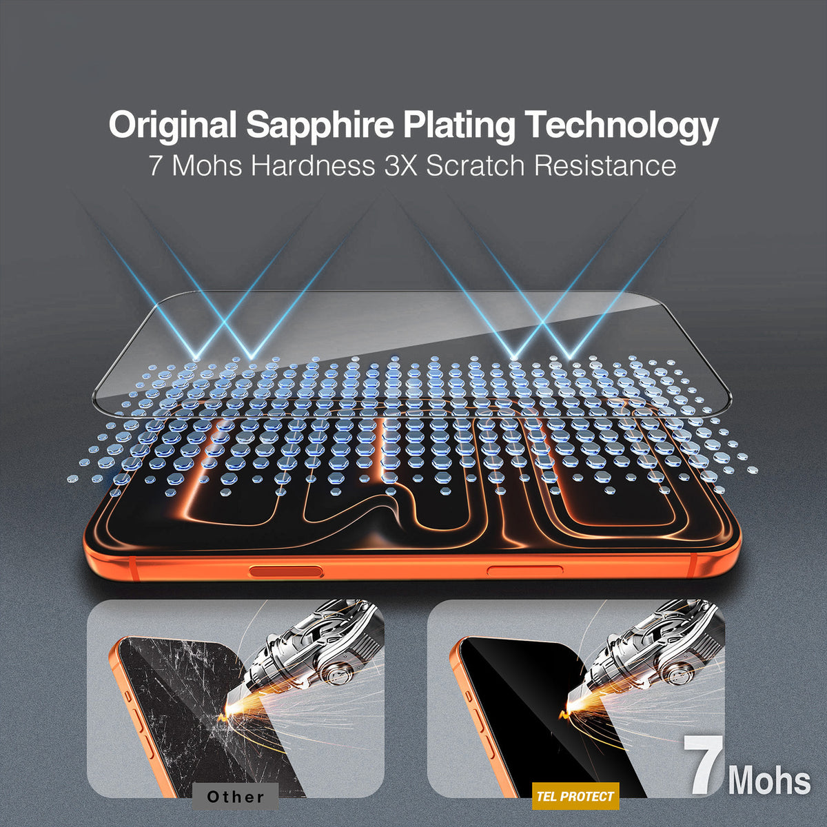 Szkło ochronne na ekran Tel Protect 10X HD DLC Diamond Coating do Apple iPhone 17 / 16 Pro, szkło hartowane, pełny klej, czarne