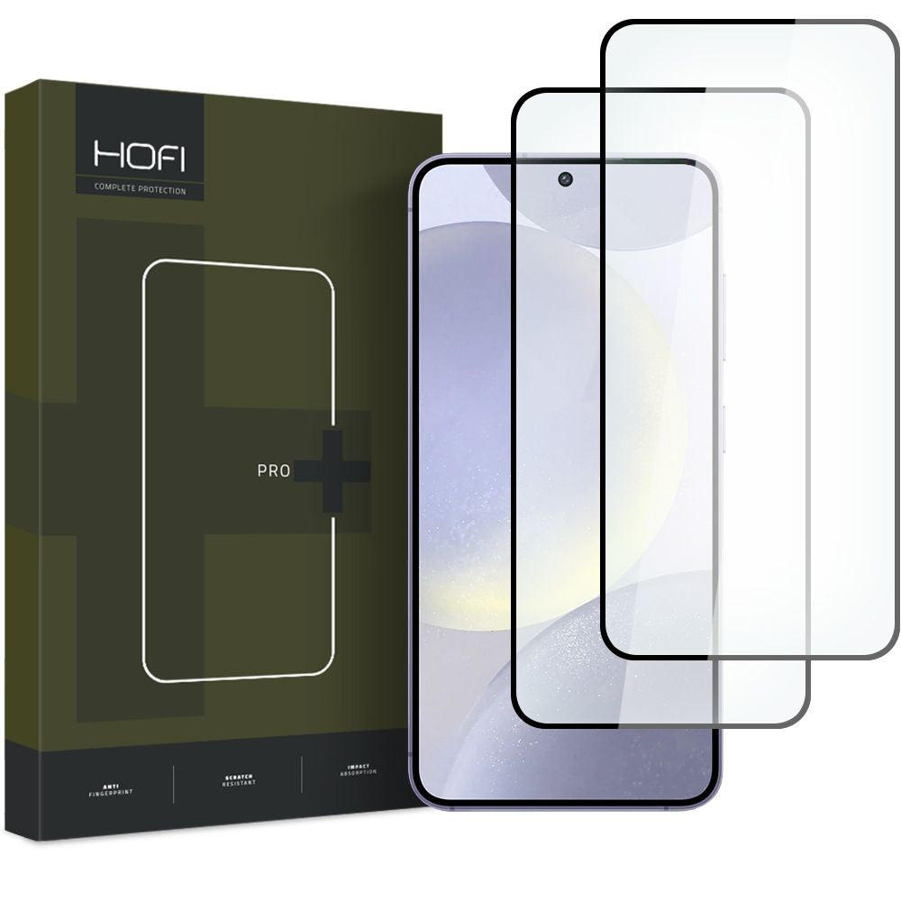 HOFI Glass PRO+ Screen Protector do Samsung Galaxy S24 S921, szklana osłona, pełne klejenie, zestaw 2 sztuk, 2.5D, czarny