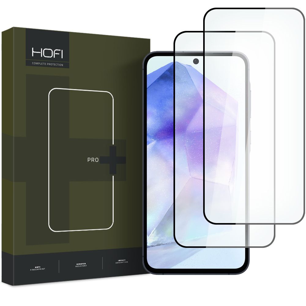 HOFI Glass PRO+ Screen Protector do Samsung Galaxy A55 5G A556 / A35 5G A356, szklana osłona, pełne klejenie, zestaw 2 sztuk, 2.5D, czarny