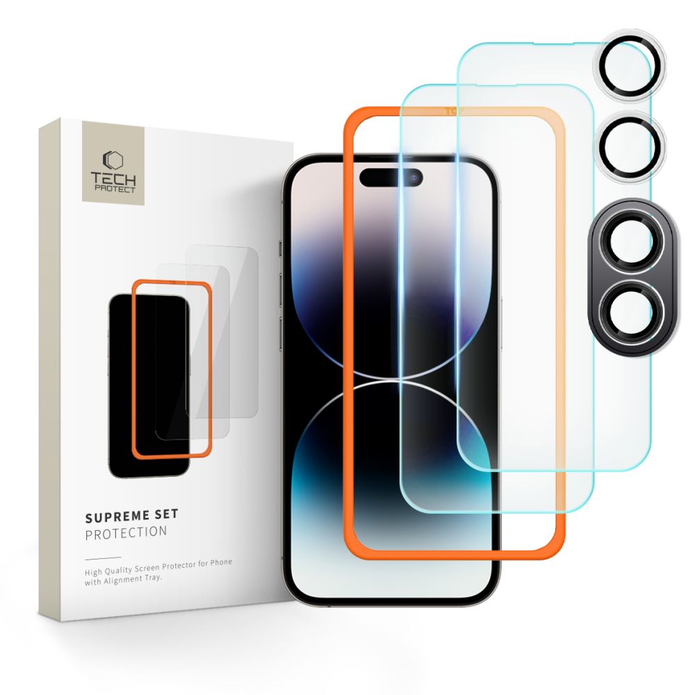 Tech-Protect Supreme Back Screen and Camera Protective Film for Apple iPhone 16 Plus, Glass Protected, Full Glue