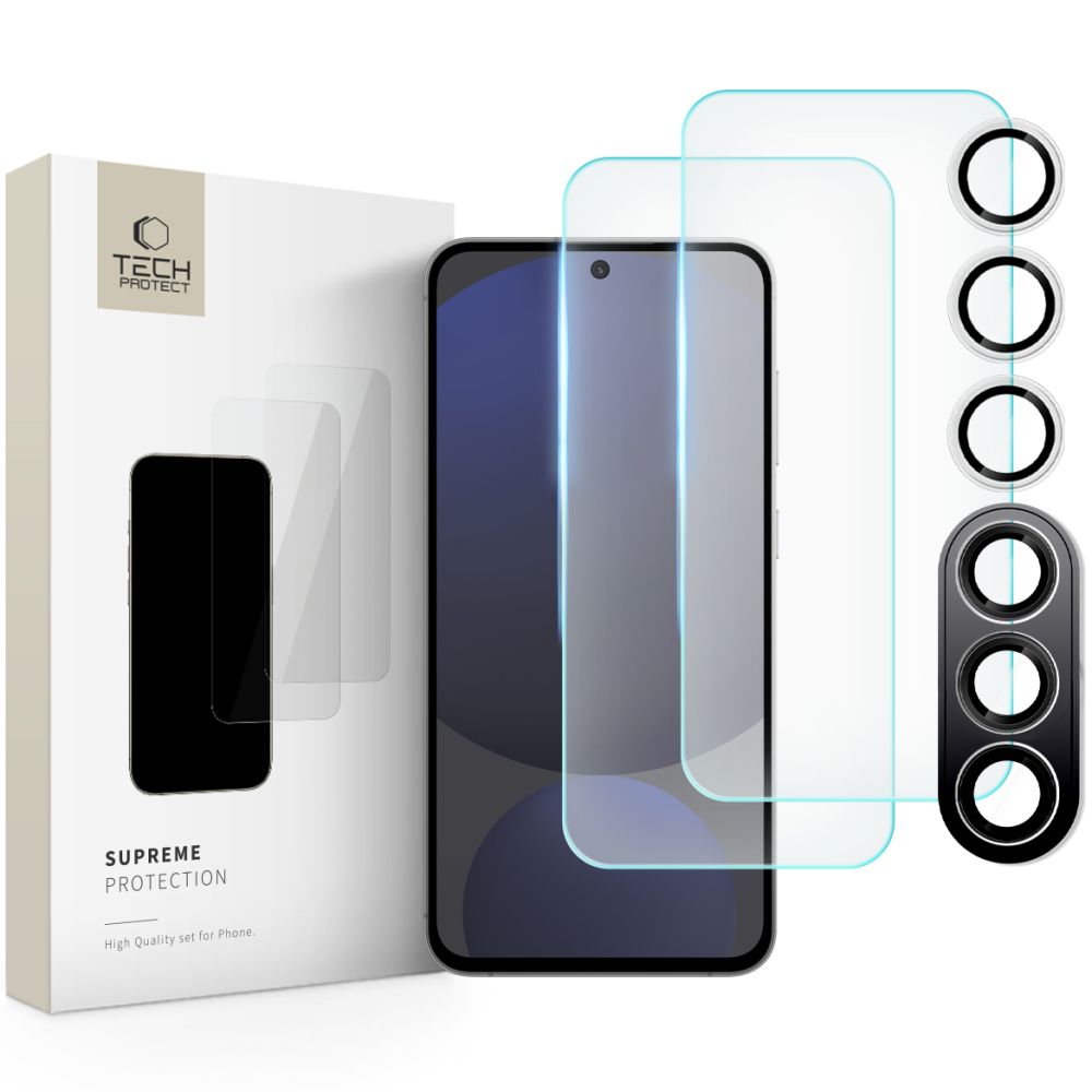 Tech-Protect Supreme Folia ochronna na ekran i aparat do Samsung Galaxy S24 FE S721, szkło ochronne, pełne klejenie, 2.5D