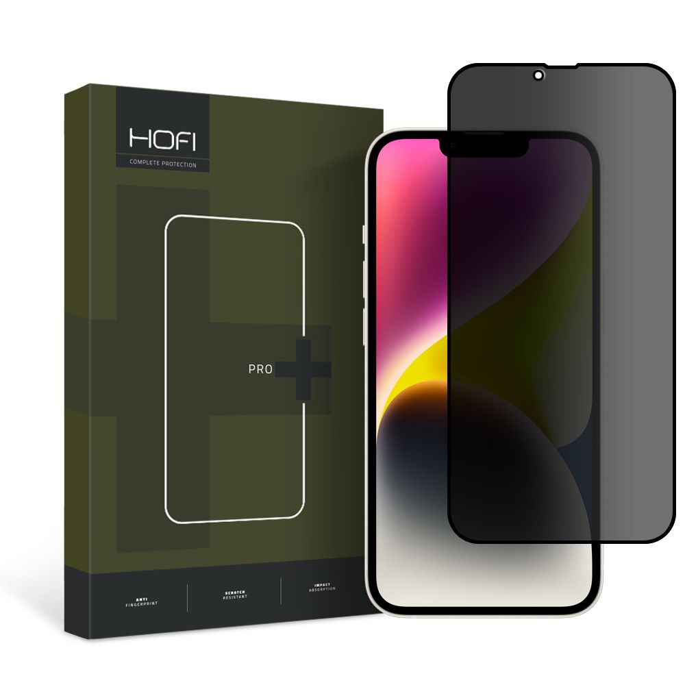 Folia ochronna na ekran Privacy HOFI PRO+ do Apple iPhone 14 Plus / 13 Pro Max, szkło hartowane, pełna warstwa kleju