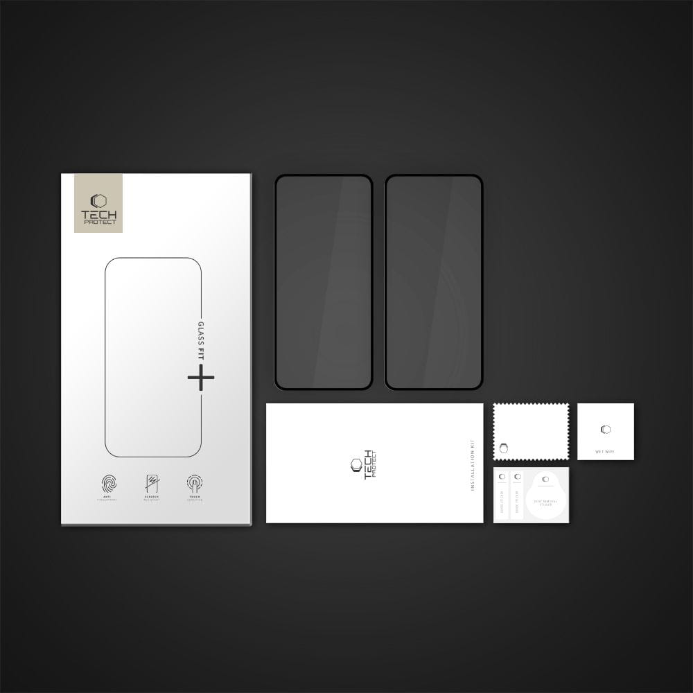 Folia ochronna na ekran Tech-Protect FIT+ dla Motorola Moto G56, Hartowane szkło, Pełne klejenie, Zestaw 2 sztuki, 2.5D, Czarna