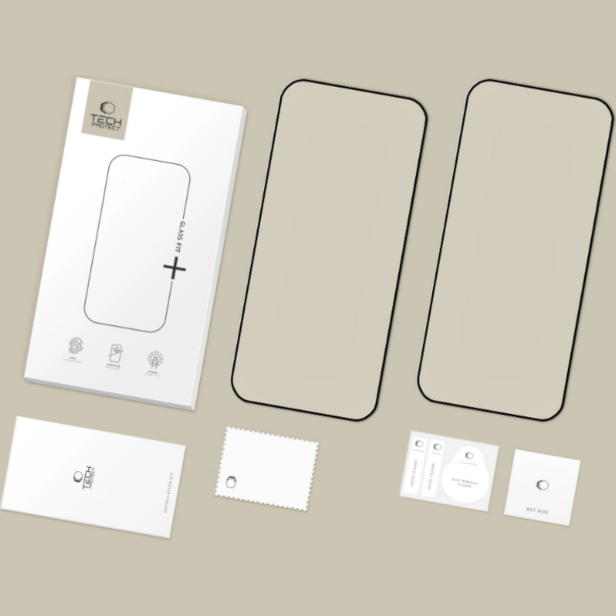 Folia ochronna na ekran Tech-Protect FIT+ do Xiaomi Poco F8 Ultra, szkło hartowane, pełna klej, zestaw 2 sztuki, 2.5D, czarna