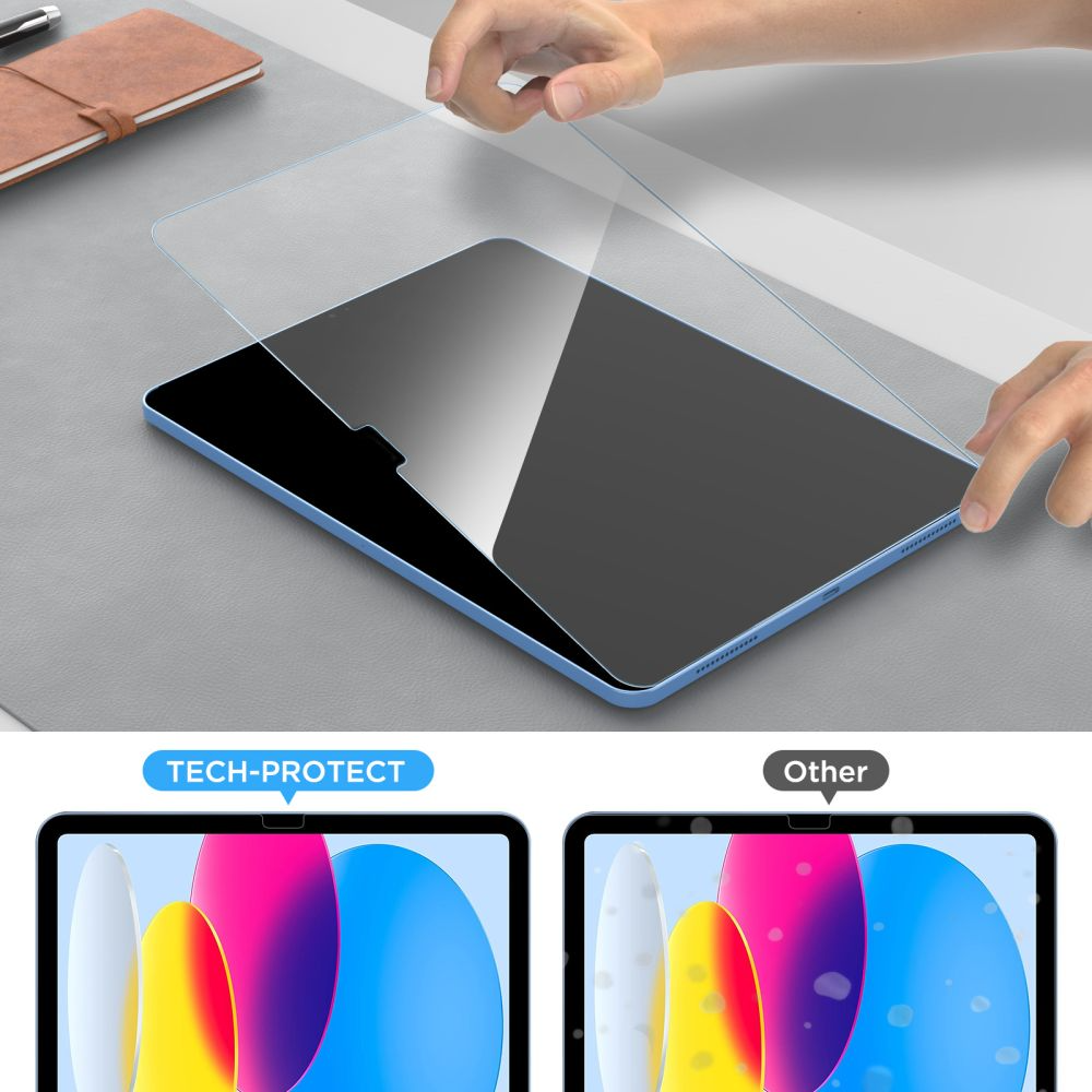 Folia ochronna na ekran Tech-Protect FIT+ dla Samsung Galaxy Tab S10 FE+, Hartowane szkło, Pełne klejenie, Zestaw 2 sztuki, 2.5D