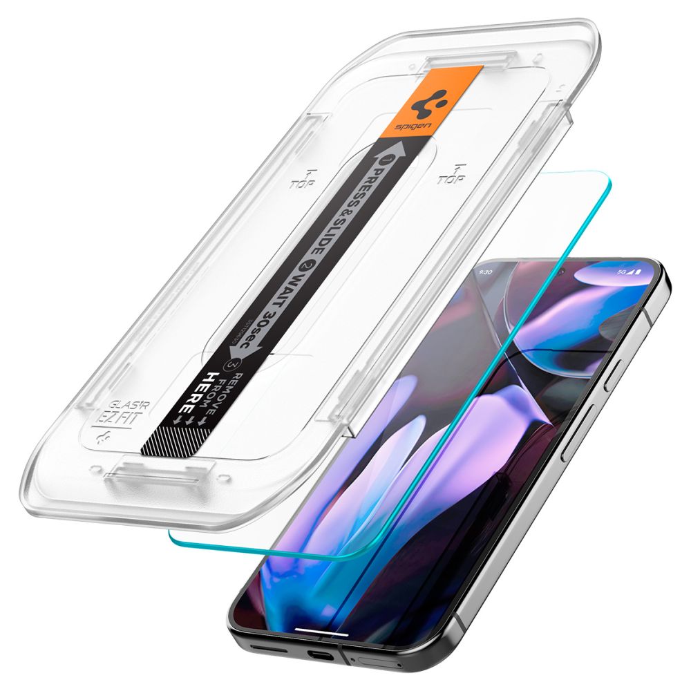 Spigen EZ FIT Screen Protector dla Google Pixel 9 / 9 Pro, szkło ochronne, pełny klej, zestaw 2 sztuk, 2.5D AGL08442 AGL08442
