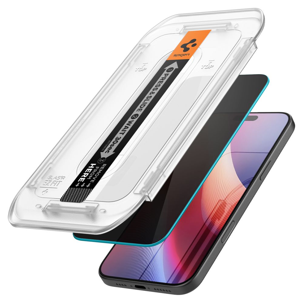 Spigen EZ FIT Privacy Screen Protector dla Apple iPhone 16 Pro Max, szkło ochronne, pełne klejenie, 2.5D AGL07908 AGL07908