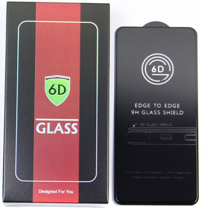 Folia ochronna na ekran OEM do Apple iPhone 17e / 16e / 14 / 13 Pro, szkło hartowane, pełna klej, zestaw 10 sztuk, 6D, czarna