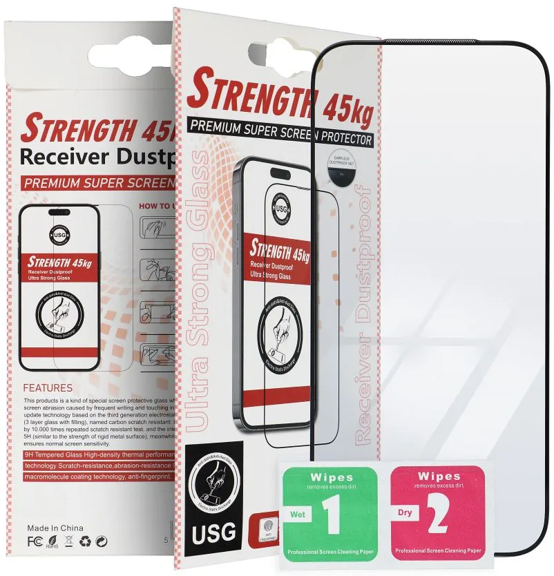 Folia ochronna na ekran OEM Ultra Strong 45KG do Apple iPhone 14 Pro, szkło hartowane, pełna klej, 2.5D, czarna
