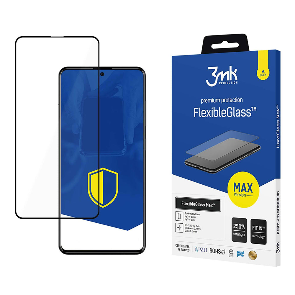 Folia ochronna na ekran 3MK FlexibleGlass Max do Samsung Galaxy A52s 5G A528 / A52 5G A526 / A52 A525, elastyczne szkło, pełna warstwa kleju, czarna