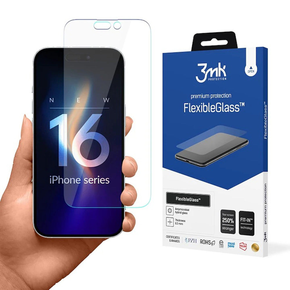 Folia ochronna na ekran 3MK FlexibleGlass do Apple iPhone 16 Pro Max, elastyczne szkło, pełna klejność