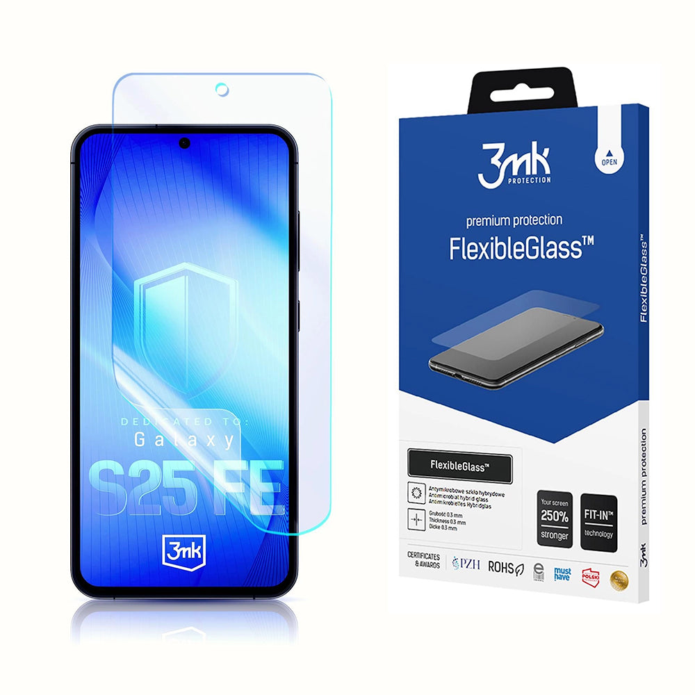 Folia ochronna na ekran 3MK FlexibleGlass dla Samsung Galaxy S25 FE, Szkło Elastyczne, Pełne Klejenie