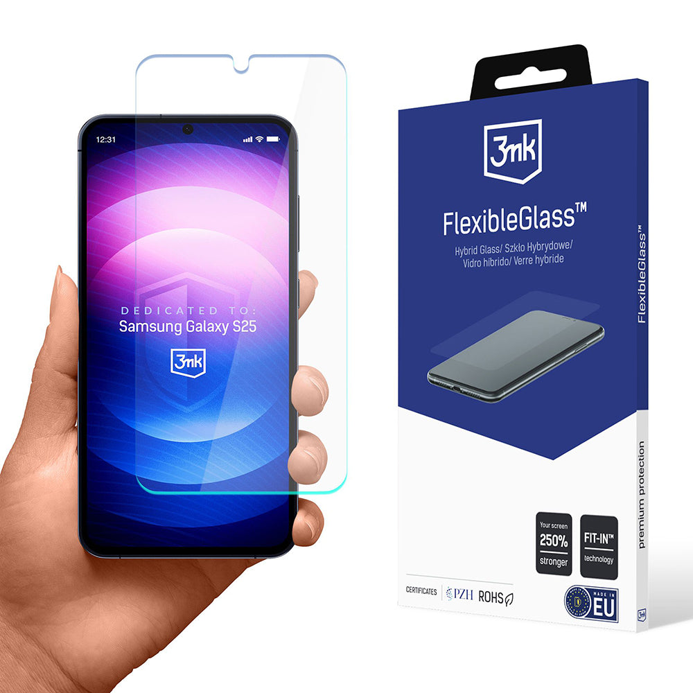 Folia ochronna na ekran 3MK FlexibleGlass do Samsung Galaxy S25 S931, elastyczne szkło, pełna warstwa kleju
