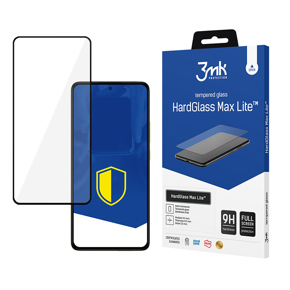Folia ochronna na ekran 3MK HardGlass Max Lite do Xiaomi Redmi Note 14 Pro 4G / Note 14 Pro+ 5G, szkło hartowane, pełna klej, czarna